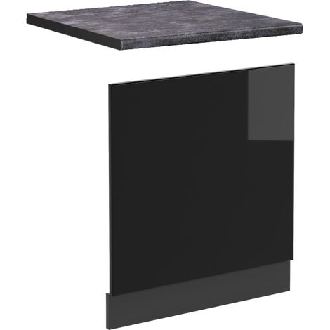 Façade R-Line, Noir Haute brillance, 60 cm , PT Anthracite, Vicco