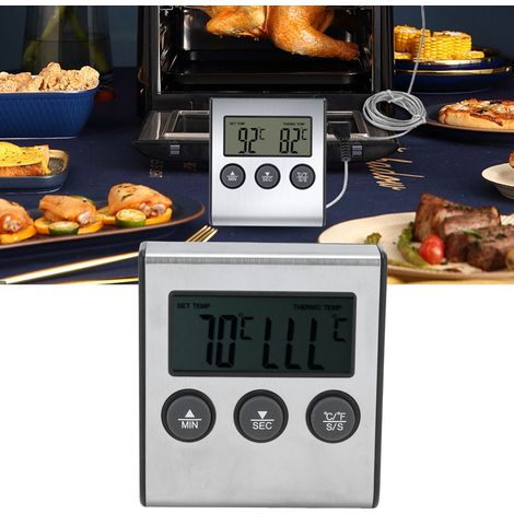 Thermomètre numérique pour viande, mesure de la température des aliments avec sonde pliable, minuterie et alarme pour la cuisine (1/5)