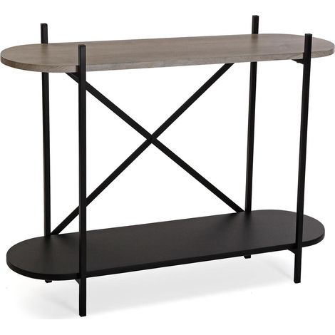 Meuble d'Entrée Étroit pour Entrée ou Couloir, Table Console, avec étagère inférieure, Dimensions (H x l x L) 76 x 33 x 100 cm, Bois et métal, Couleur: Marron et Noir (1/5)