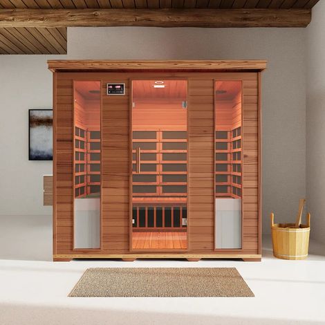 Sauna ad infrarossi 160x210 cm H195 in legno di cedro con radio integrata Porvoo (1/4)
