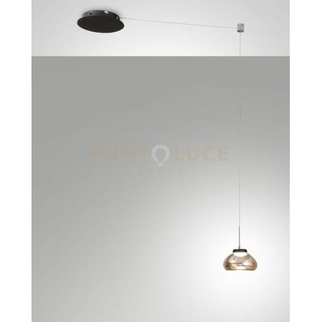 ARABELLA SOSPENSIONE AMBRA 1 LUCE A LED 3000K - 8W - 750 lm, SPOSTABILE D.14CM SMART C/ACCESS.