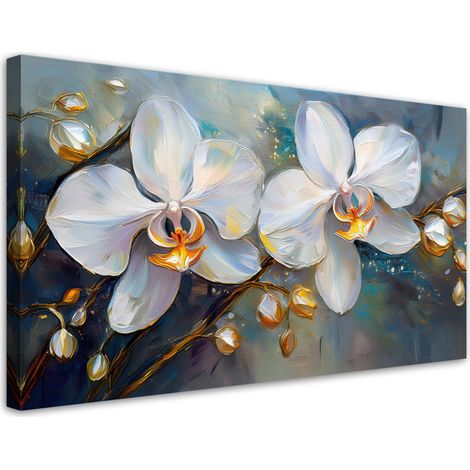 Tableau déco Orchidées Fleurs blanches 80x40 (1/5)