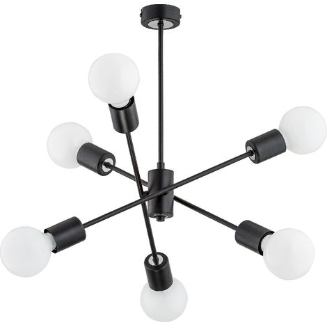 Suspension loft métal noire salon 6xE27 Ø46cm MADI Alfa (1/2)