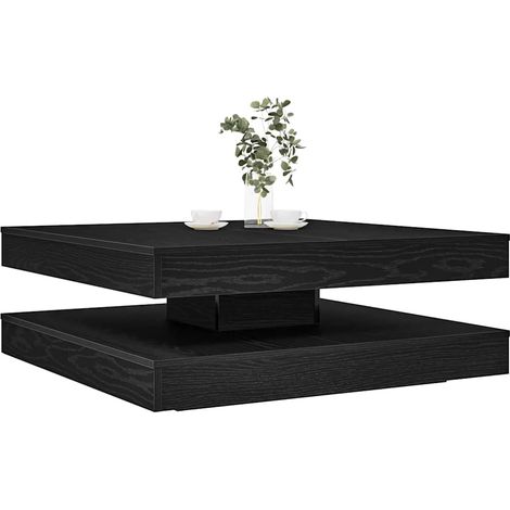 Table basse carrée rotative à 360 degrés Italo 90cm – Moderne et pratique-Noir (1/5)