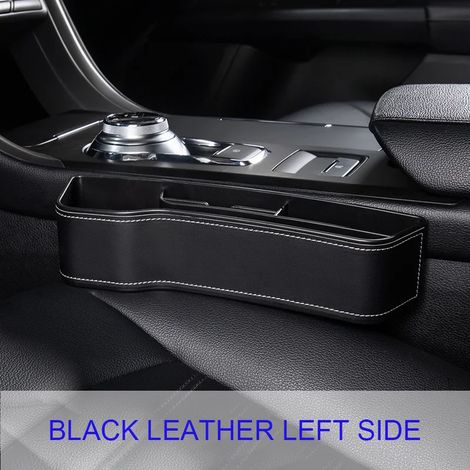 (PU noir gauche) Porte-gobelet de voiture en cuir, organisateur de siège, boîte de rangement multifonctionnelle pour l'espace entre les sièges, poches de couture de siège en ABS, organisateur de coffr (1/5)