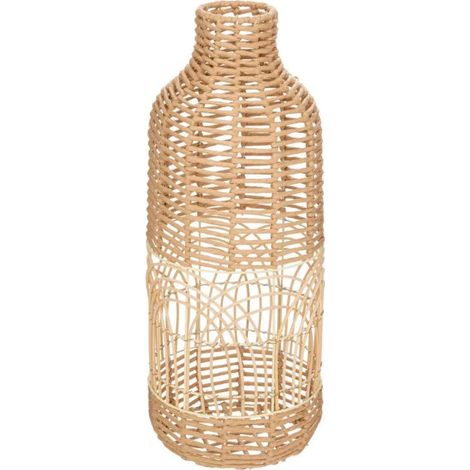 Atmosphera – Vase en rotin 55cm beige – Forme ronde – D. 22cm – Accessoire décoratif bohème chic pour intérieur (1/2)