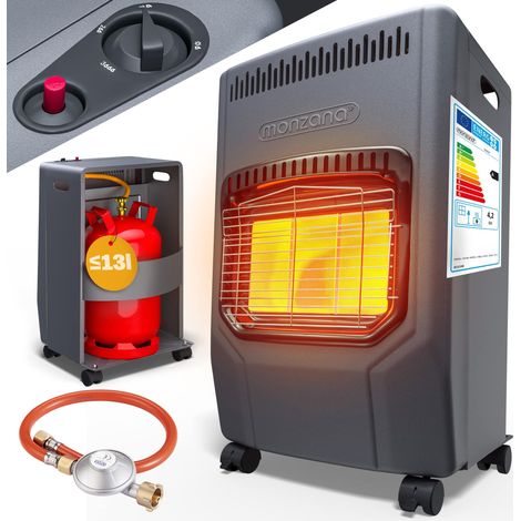 Poêle à gaz 4200W 3 niveaux de puissance tuyau 50cm régulateur de pression adaptateur européen requis (non inclus) W 21,8 x 1/14 LH plaques chauffantes céramique mobile chauffage d'appoint gaz