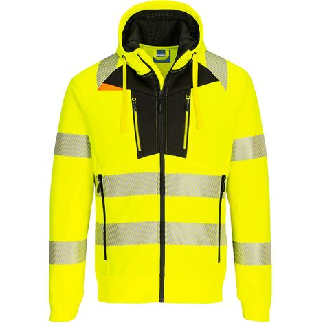 Dx4 - Kapuzen-Sweatshirt mit Reißverschluss Hochsichtbarkeit - XXL - Gelb/Schwarz - Portwest