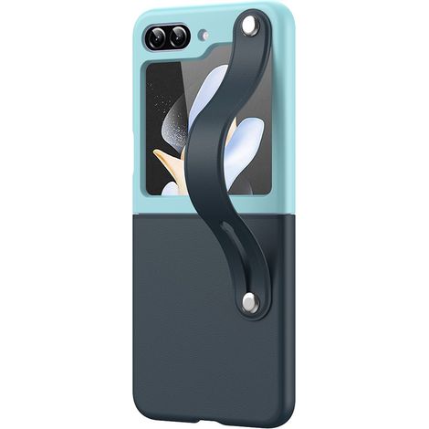 Custodia con cinturino e supporto per Samsung Galaxy Z Flip5 5G, menta/blu navy (1/3)