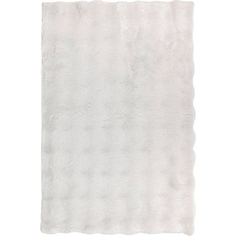 Tapis Imitation Fourrure 3D "Zephy" 60x90cm Blanc (1/3)