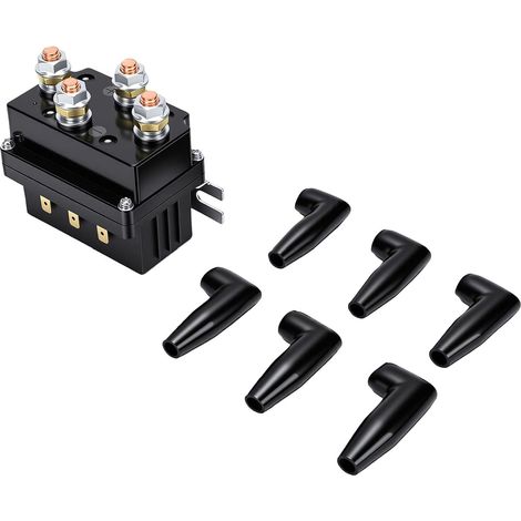 Relais Solénoïde de Treuil 12 V 250 A Solénoïde de Contacteur de Treuil avec 6 Capuchons de Protection Plug and Play pour ATV UTV SUV 4x4 Remorques 1 500 Lb à 5 000 Lb (1/5)