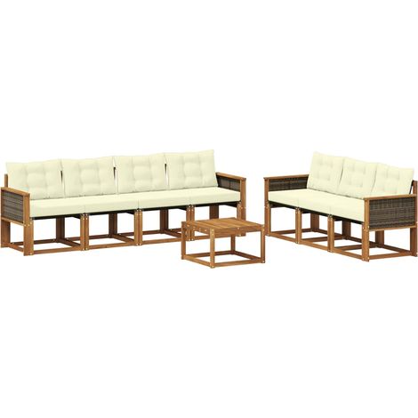 Outdoor Sofa Set with Cushion 8 pcs Natural and Cream vidaXL (1/5)