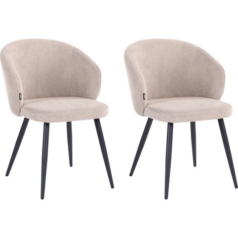 Lot de 2 Chaises de Salle à Manger Retro en Tissu Base en Métal sans Accoudoirs Taupe Moundville (1/5)
