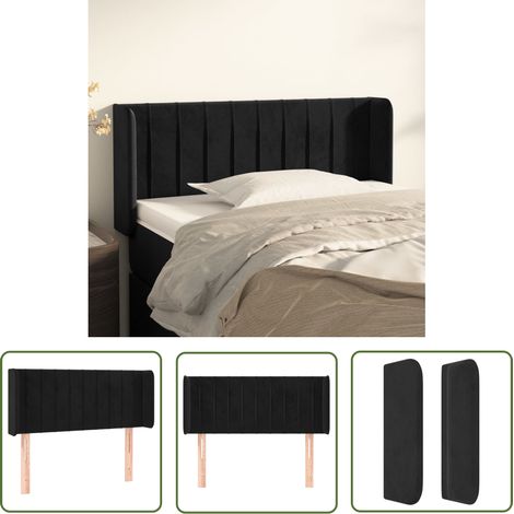 Tête de lit avec oreilles, Résistante et économique, Panneau de lit, Noir 83x16x78/88 cm Velours OIB8770E (1/5)