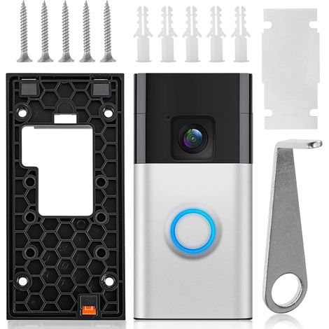 MIMOSON-2 pièces Ring Doorbell Mount No Drill for Battery Video Doorbell (version 2024), support de sonnette adhésif avec tampon adhésif, support de sonnette de porte, accessoires pour maisons (1/5)