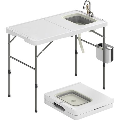 Mesa plegable para camping con fregadero, estación de fregadero portátil para exteriores, ideal para picnics y barbacoas.