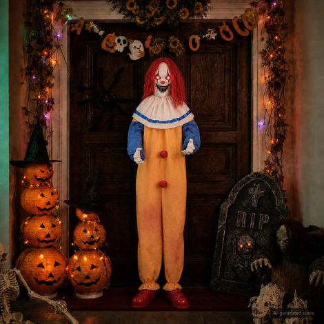 vidaXL Clown spaventoso di Halloween SPOOKA Giallo e Blu (1/5)