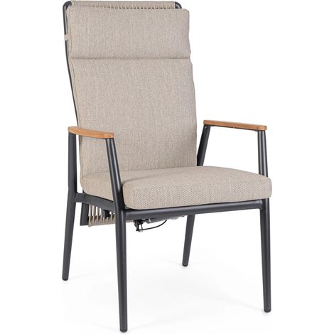 Fellini Bolzano Gartenstuhl, beige-anthrazit, Aluminium, ausziehbar (1/5)