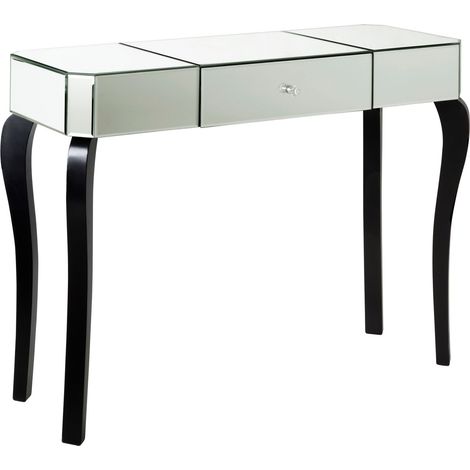 Interiors by Premier Mirrored 1 Drawer Black and White Console Table, Mirrored Console Table, Wood Hallway Table with Storage (1/5)
