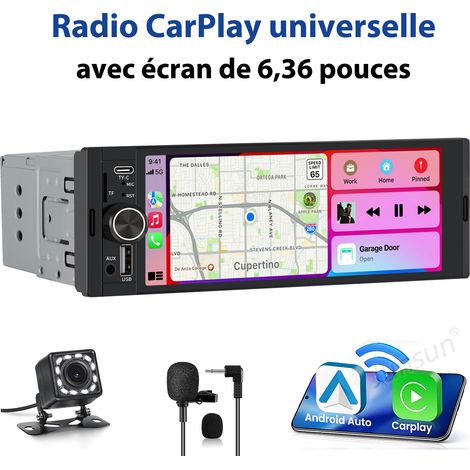 Hexinex 6,3'' sans fil CarPlay 1DIN Autoradio USB-C FM KAM IPS écran tactile Bluetooth (1/5)