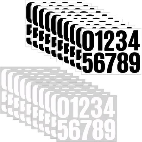 Lot de 20 autocollants chiffres – Vinyle résistant à l'eau – 10 cm – Consecutifs 0-9 – Numéros de boîte aux lettres et maison (1/5)