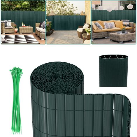 Randaco PVC Sichtschutzmatte Balkon – Stabiler Wind- & Sichtschutz für Garten, Terrasse & Zaun Grün 80x400cm