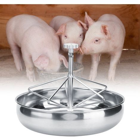 Futternapf aus Edelstahl für Ferkel, Futterbehälter für Schweine mit Metall-Nutstange, groß (1/5)