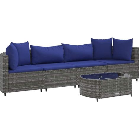 Maison Exclusive - 5-tlg. Garten-Sofagarnitur mit Kissen Grau Pol (1/5)