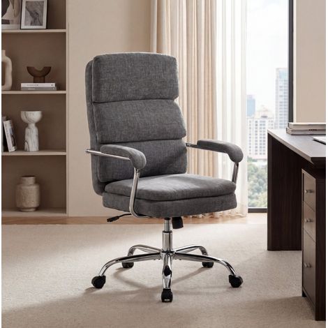 MEUBLIV Sedia da ufficio grigia 72,5 x 65 x 118 cm – girevole 360° (1/5)