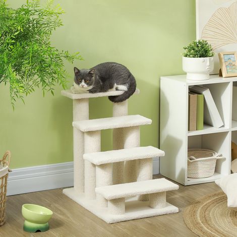 Escalier pour animaux 61x41x60 cm en bois beige, gain de place, FloraGrace (1/5)
