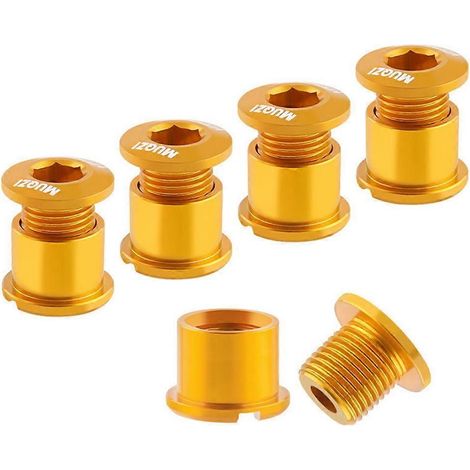 MUQZI Kit de 5 vis de plateau 8,5 mm pour double plateau, pour vélos de route et VTT, couleur or (1/5)