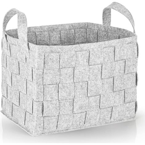 Panier de rangement en feutre avec poignée 40x30x30 cm  Idéal pour le bois de cheminée et magazines  Durable et polyvalent  Panier pliable pour stockage [Gris clair] (1/5)