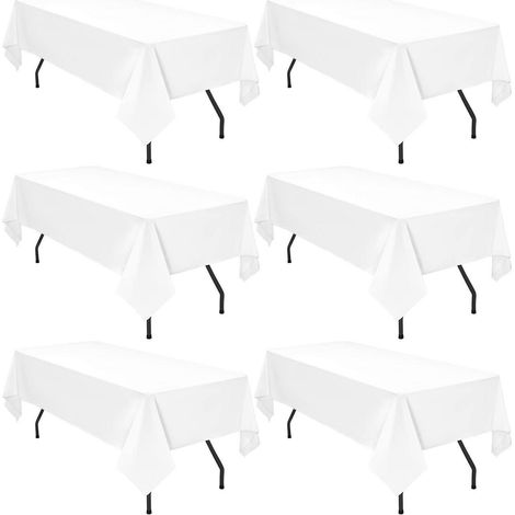 6er Pack weiße Tischdecken 153x320cm rechteckig, knitterfrei, waschbar