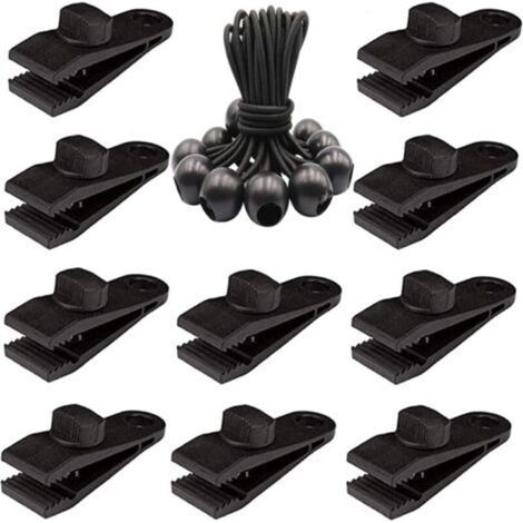 Confezione da 20 clip per teloni resistenti – Clip a vite per teloni con sfera elastica per tende da sole, tettoie, pergole, coperture in tela, campeggio all'aperto, piscine (1/4)