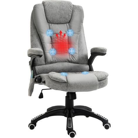 Fauteuil de direction ergonomique, réglable, avec fonction massage et chauffage, supportant jusqu'à 120 kg, gris.