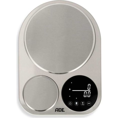 Balanza de cocina doble, de precisión y estándar, hasta 500 g/hasta 5 kg, 23 x 16 x 3 cm, acero inoxidable / ADE (1/5)