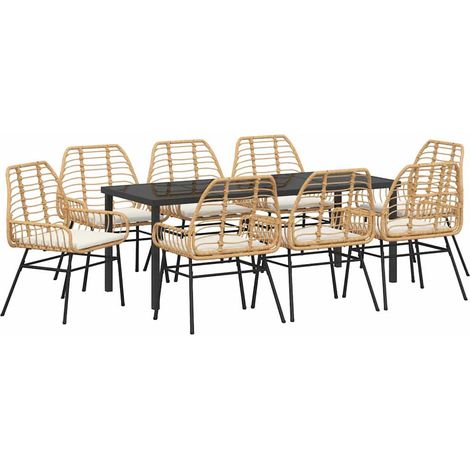 Maison Exclusive - Set da Pranzo per Giardino 9 pcs Marrone polyrattan