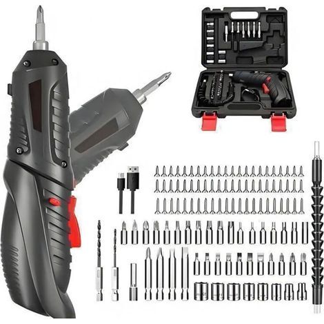 Cordless Drill Driver, 3.6V Electric Screwdriver with 113 Accessories, Rechargeable, 1800mAh Lithium Battery
