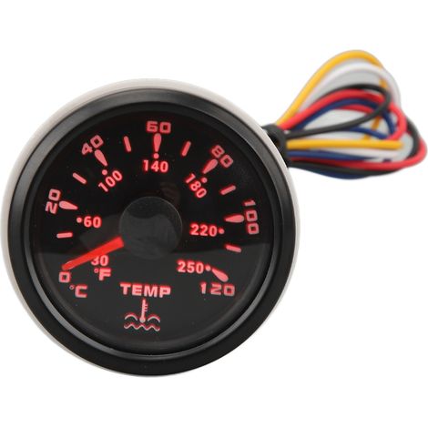DC9-32V Wassertemperaturanzeige, schwarzes Zifferblatt, Celsius/Fahrenheit, 52 mm, Temperaturanzeige mit Hintergrundbeleuchtung für Boote (1/5)