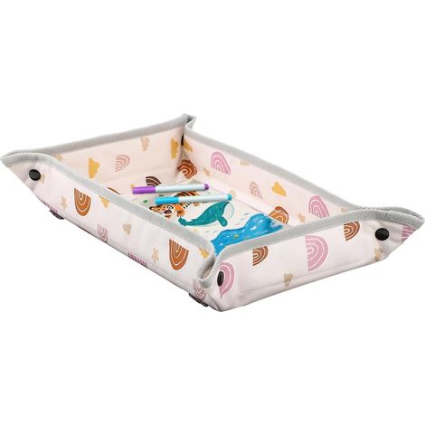 Wasserdichter Flugzeugtablettbezug für Kinder mit Spielzeugtasche – 3-in-1 Reisetisch-Organizer & Tablet-Halterung – Reisetischdecke mit Cartoon-Muster für Flugzeug & Auto (1/5)