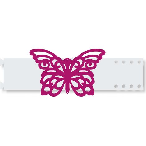 Dekoratives Gardinenband mit Federschlaufen, rosa Schmetterlingsmotiv