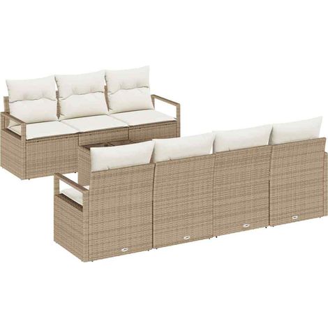 Maison Exclusive - Set Divano da Giardino 8 pz 7-Numero di posti Beige e Crema (1/5)