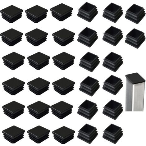 32 Stück Lamellenkappen für Vierkantrohre 40 x 40 mm, schwarze Kunststoffquadrate, quadratische Kappen für Metallprodukte/Stühle/Sofas/Tische NPTERBL