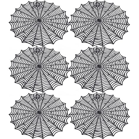 Set de 6 sets de table toile d'araignée pour Halloween, noirs, 38 cm de diamètre (1/5)