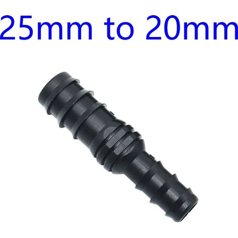 Raccord réducteur pour tuyau d'arrosage (25 mm à 20 mm) : 25 mm vers 20 mm vers 16 mm, 1/2" vers 3/4", corps droit, lot de 4. (1/5)