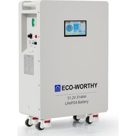 ECO-WORTHY 48V 314Ah LiFePO4 Batterie 16,1kWh Energiespeicher und Leistungsschalter 200A PACE BMS RS485/CAN/RS232 für die Notstromversorgung zu Hause, netzunabhängige Anwendungen, Solaranlagen