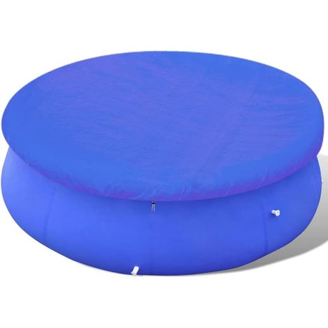 Couverture de Piscine PE Ronde 460 cm Bleu Foncé 90 g/m² Bache Protection Résistante Déchirure Hivernage Facile à Utiliser pour sans Insectes Saleté Déchets - (Ronde) (1/5)