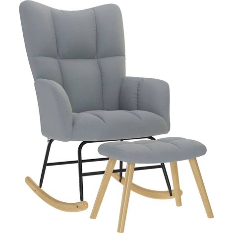 vidaXL Chaise à bascule avec repose-pied Gris clair Tissu