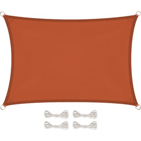 Voile d'ombrage rectangulaire imperméable et anti-UV - 3 x 5 m - Terracotta (1/4)