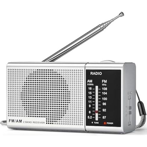Radio AM/FM portable avec réception optimale, fonctionne sur piles pour la maison et l'extérieur